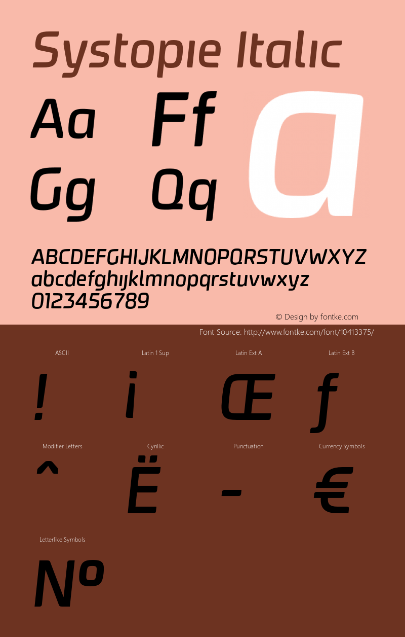 Systopie Italic Version 1.00 Font Sample