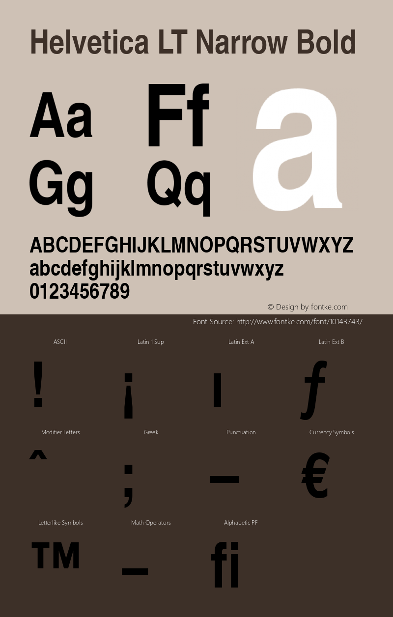 Helvetica LT Narrow Bold Version 6.1; 2002 Font Sample