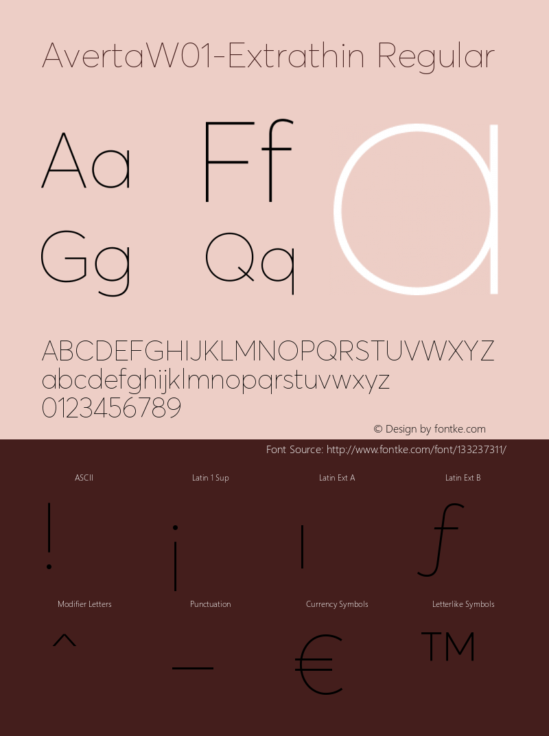 Averta W01 Extrathin Version 1.20 Font Sample