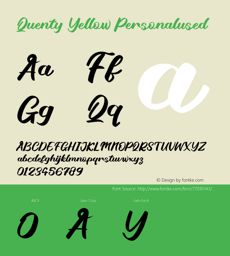 QuentyYellowPersonalused Version 1.001;Fontself Maker 3.5.1 Font Sample
