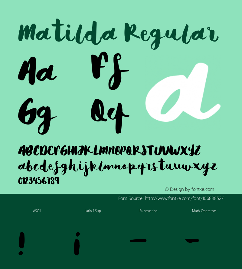 Matilda Regular Version 1.000 Font Sample
