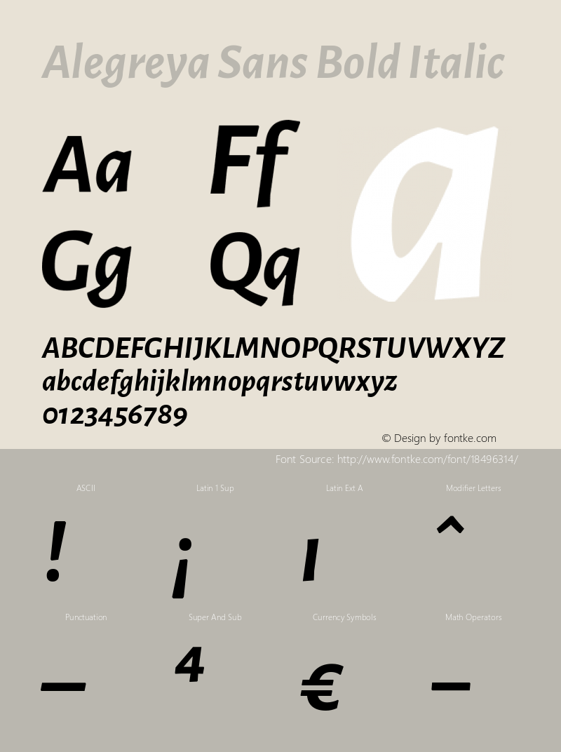 Alegreya Sans Bold Italic Version 1.000;PS 001.000;hotconv 1.0.70;makeotf.lib2.5.58329 DEVELOPMENT; ttfautohint (v0.97) -l 8 -r 50 -G 200 -x 17 -f dflt -w G -W Font Sample