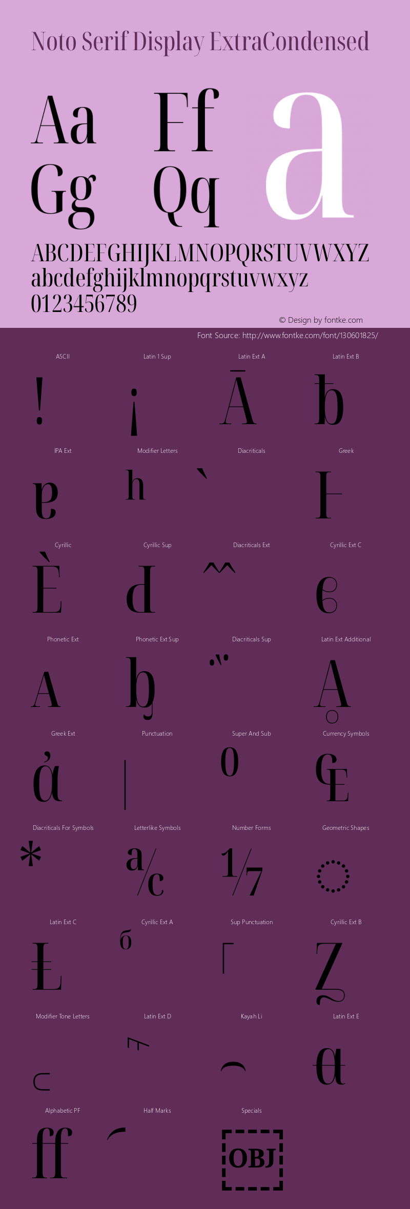 Noto Serif Display ExtraCondensed Version 2.003 Font Sample