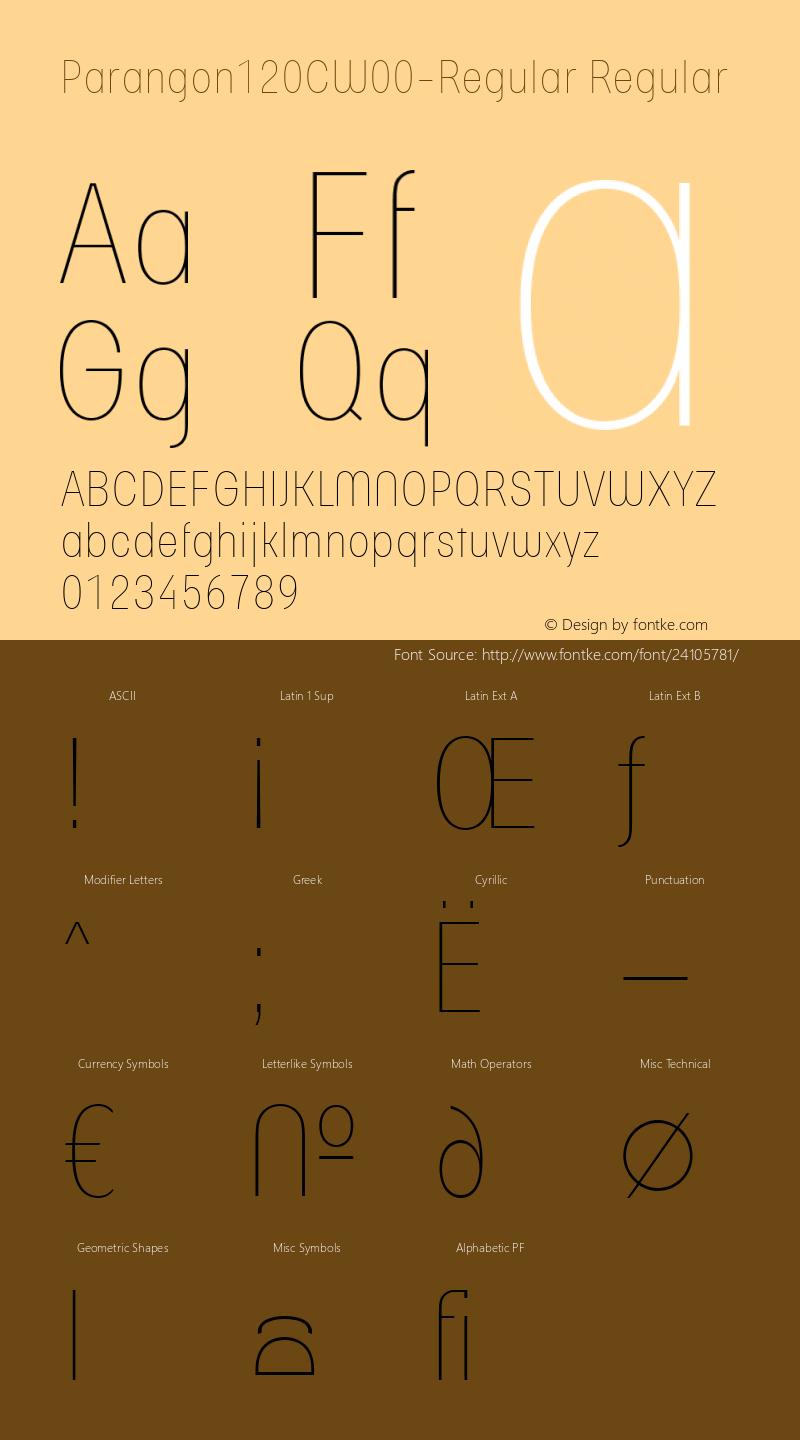 Parangon 120C W00 Regular Version 1.00 Font Sample