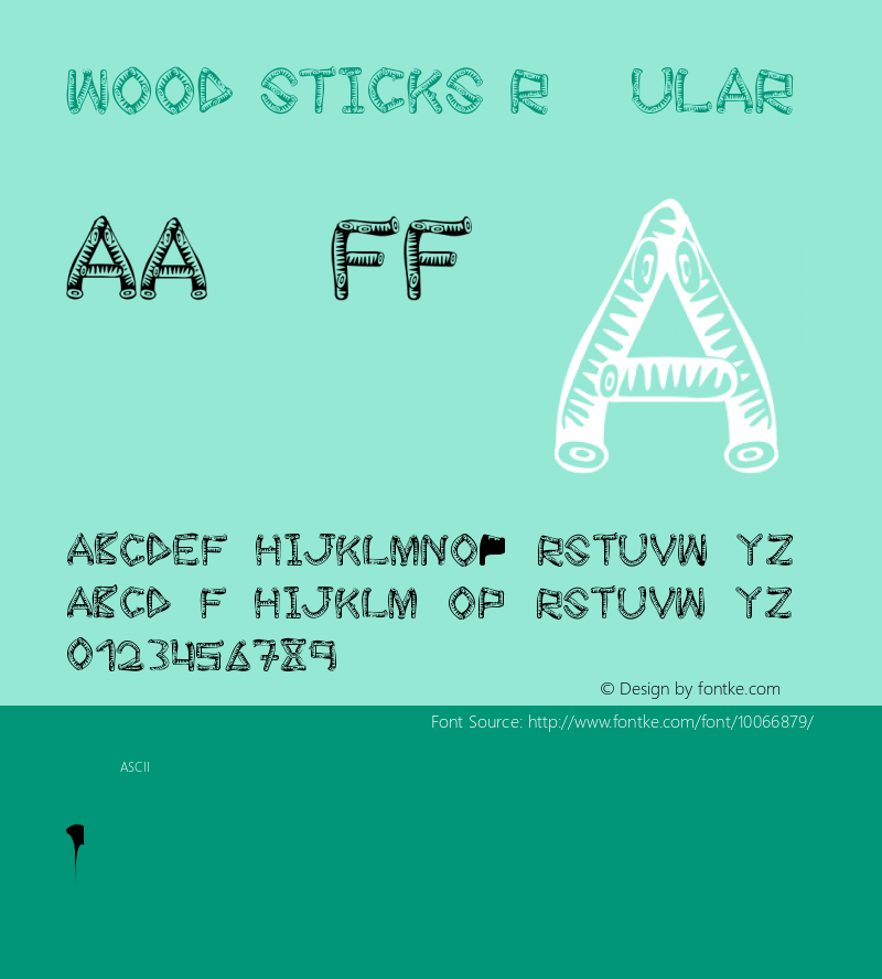 wood sticks Regular Unknown Font Sample