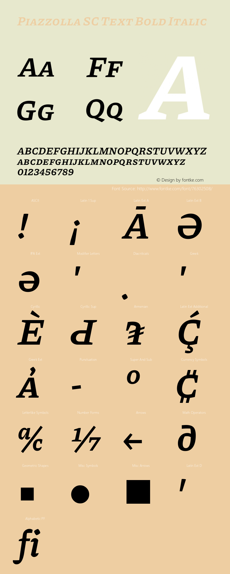 Piazzolla SC Text Bold Italic Version 1.200 Font Sample