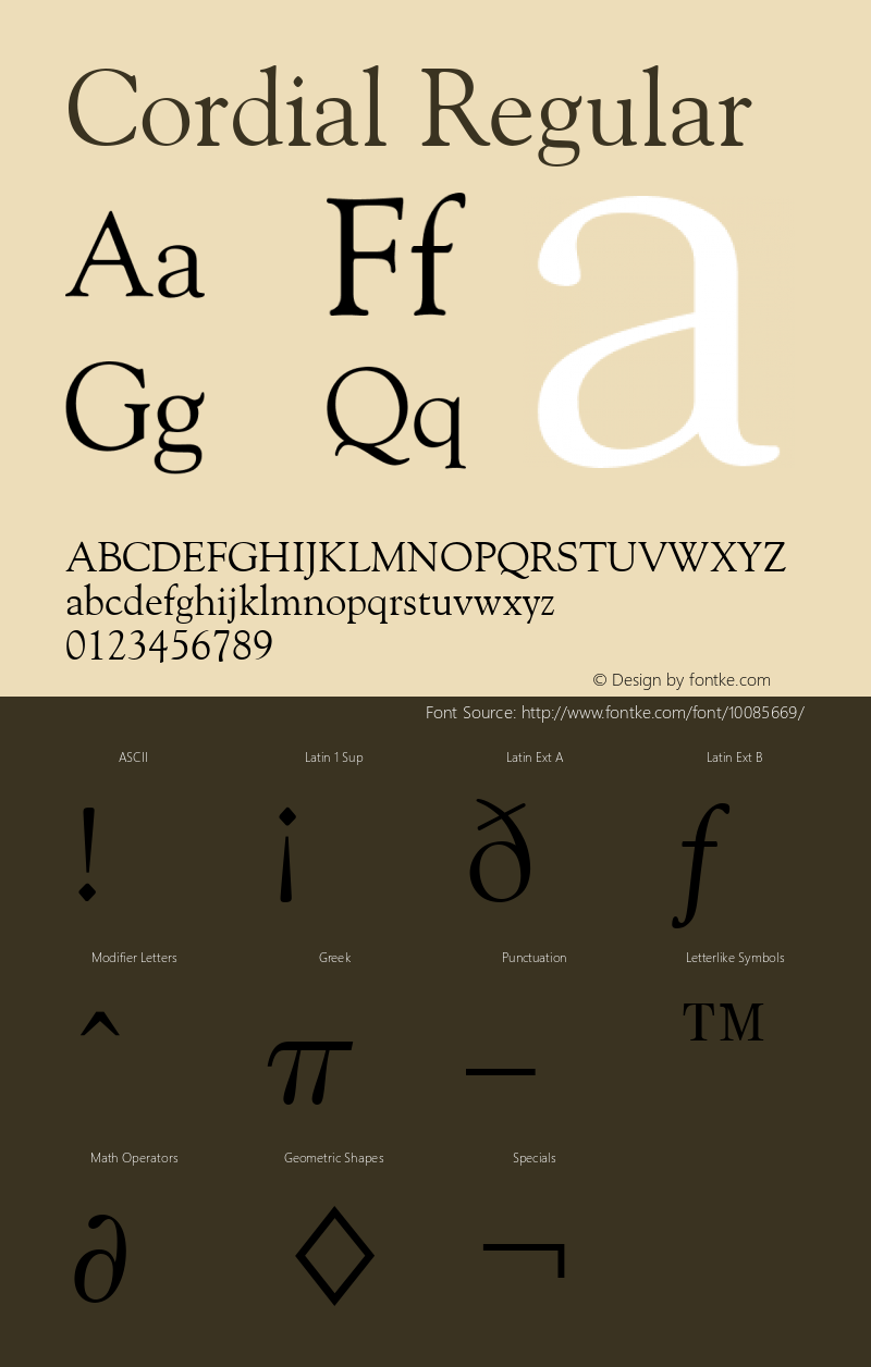 Cordial Regular Font Version 2.6; Converter Version 1.10 Font Sample