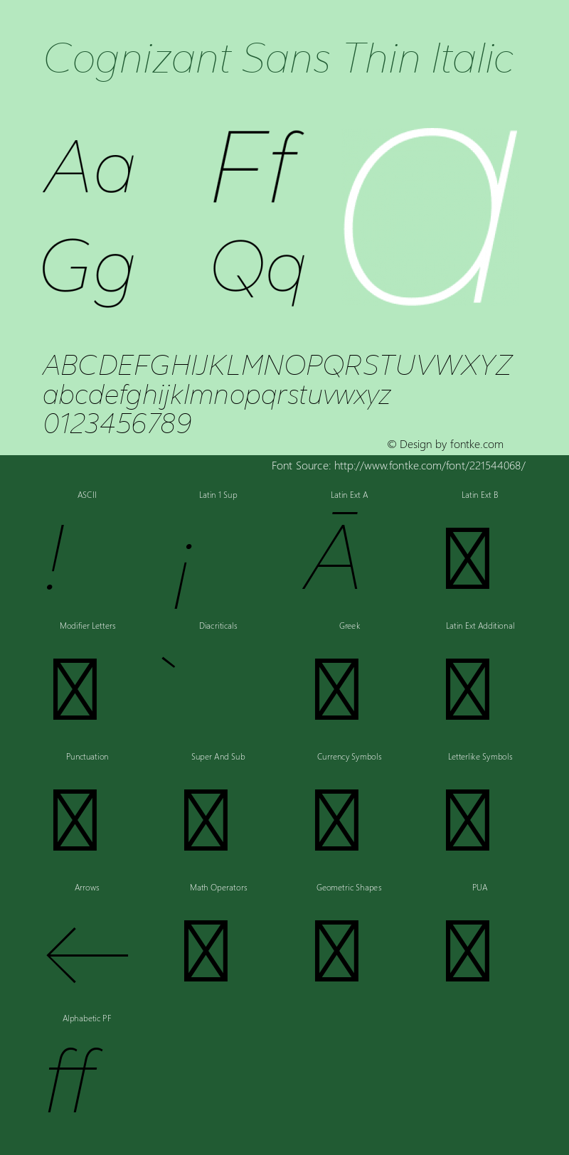 Cognizant Sans Thin Italic Version 1.001; ttfautohint (v1.8)图片样张