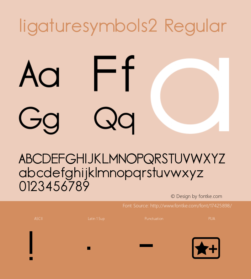 ligaturesymbols2 Regular Version 2.11 Font Sample