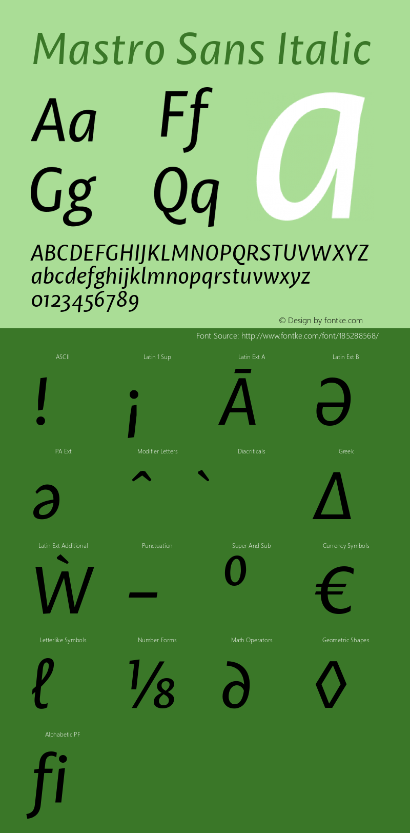 Mastro Sans Italic Version 1.000;PS 001.000;hotconv 1.0.88;makeotf.lib2.5.64775图片样张