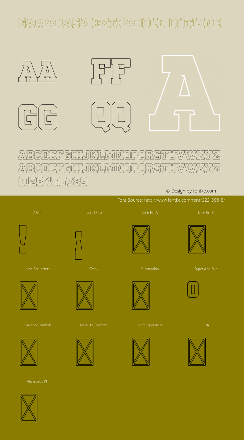 Gamarasa-ExtraBoldOutline Version 1.001;Fontself Maker 3.5.4图片样张