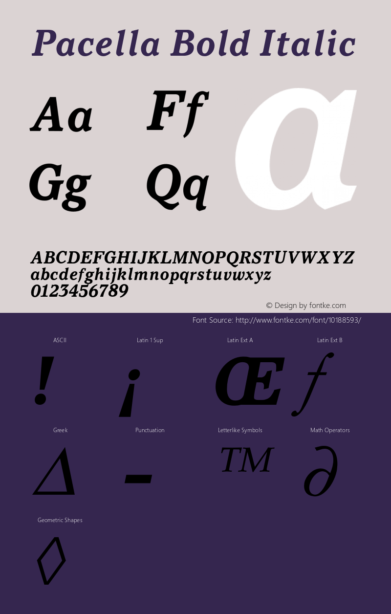 Pacella Bold Italic 001.000 Font Sample