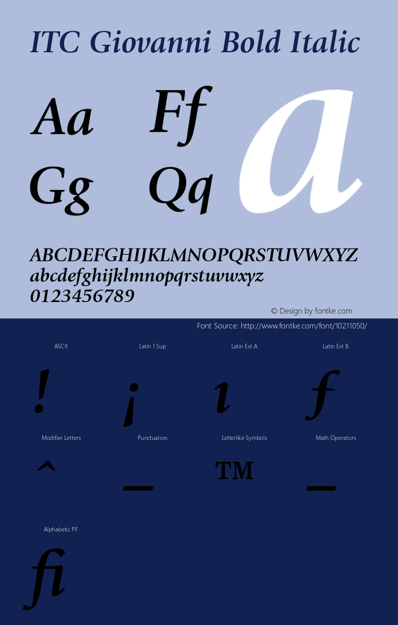 ITC Giovanni Bold Italic 001.000 Font Sample