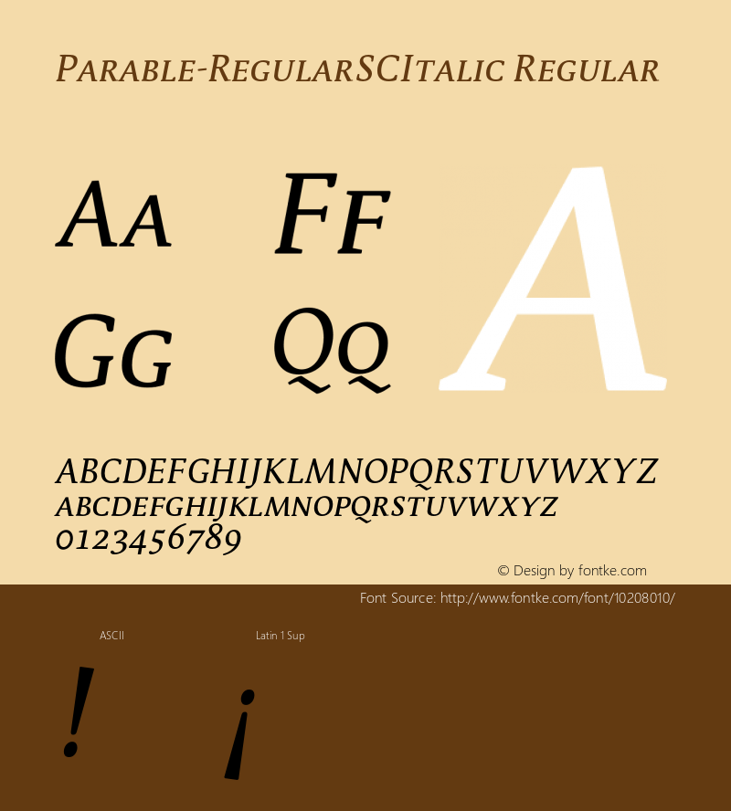 Parable-RegularSCItalic Regular 004.301 Font Sample