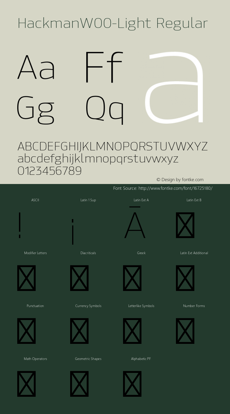 HackmanW00-Light Regular Version 1.10 Font Sample