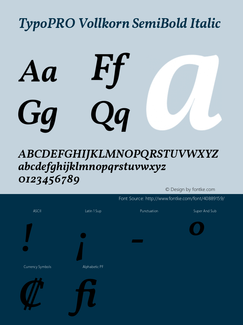 TypoPRO Vollkorn SemiBold Italic Version 4.105 Font Sample