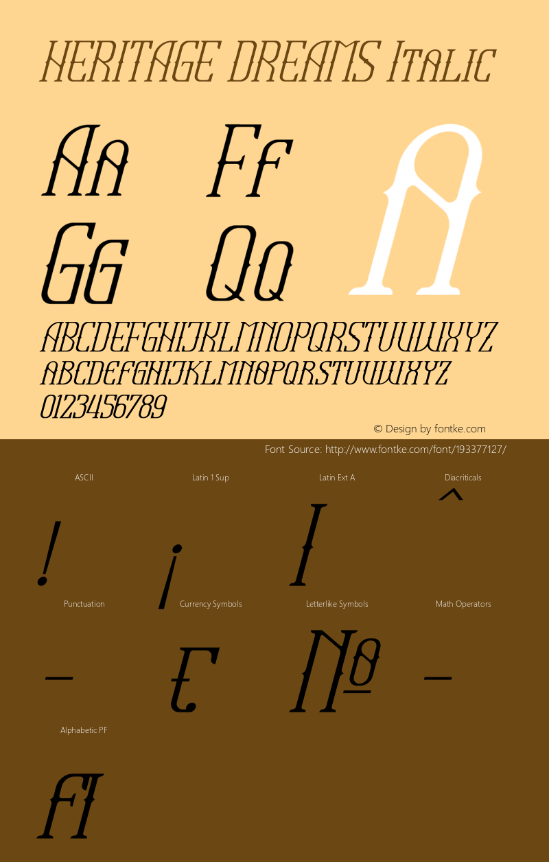 HERITAGE DREAMS Italic Version 1.00;October 2, 2021;FontCreator 13.0.0.2683 64-bit图片样张