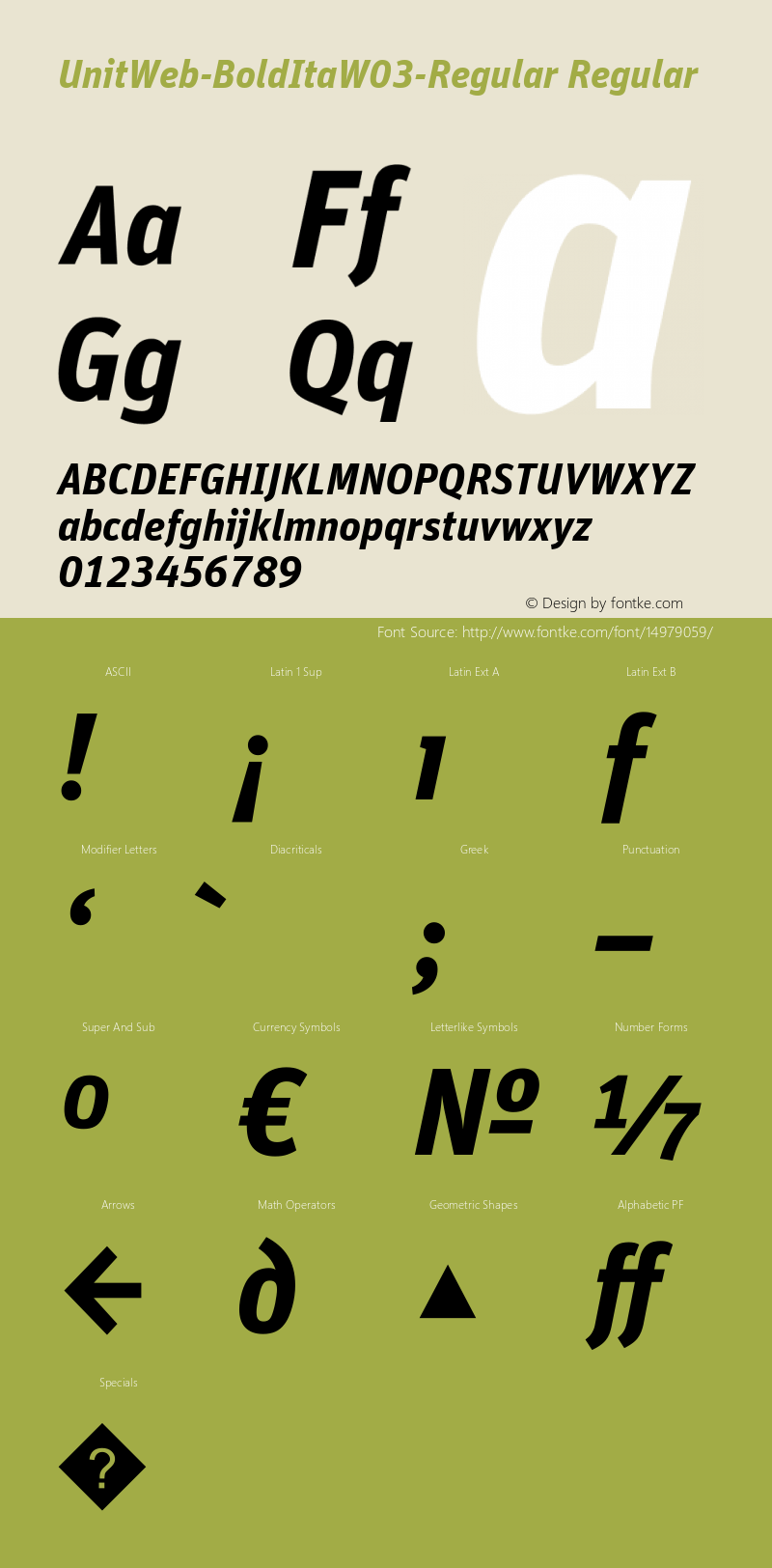 UnitWeb-BoldItaW03-Regular Regular Version 7.504 Font Sample