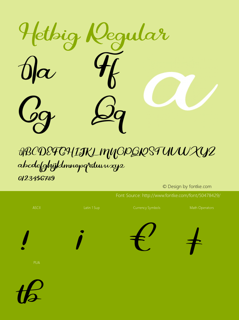 Hetbig Version 1.000 Font Sample