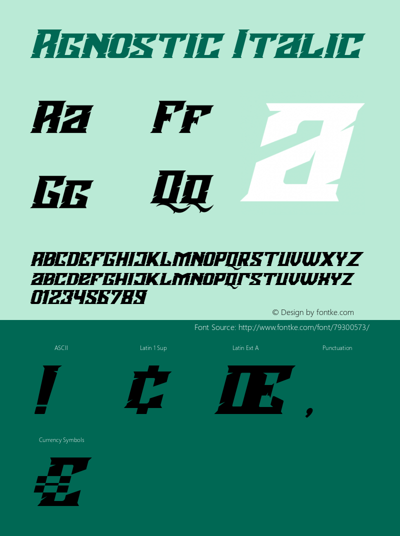 Agnostic Italic Version 1.00;August 15, 2020;FontCreator 12.0.0.2563 64-bit Font Sample