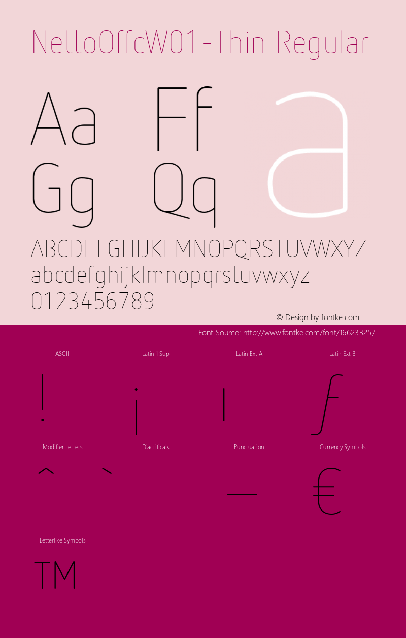 NettoOffcW01-Thin Regular Version 7.504 Font Sample