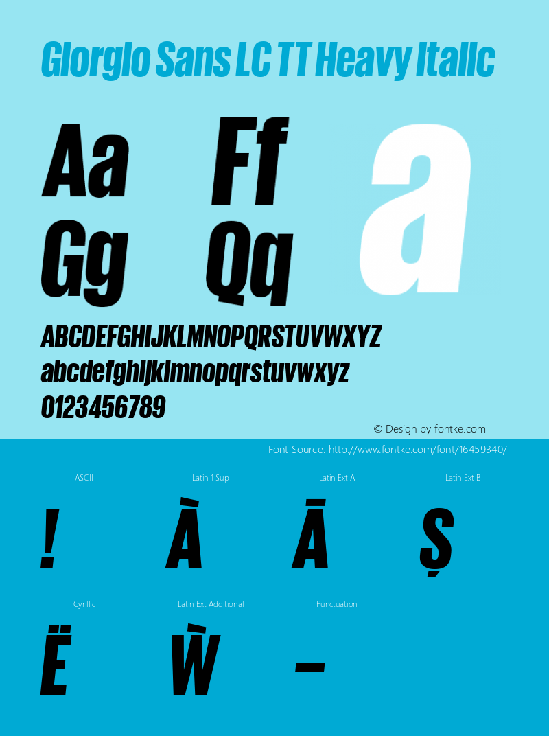 Giorgio Sans LC TT Heavy Italic 1.001 Font Sample