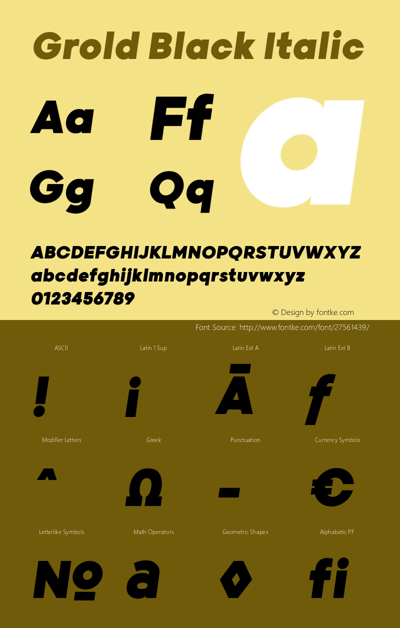 Grold Black Italic Version 1.000;YWFTv17 Font Sample