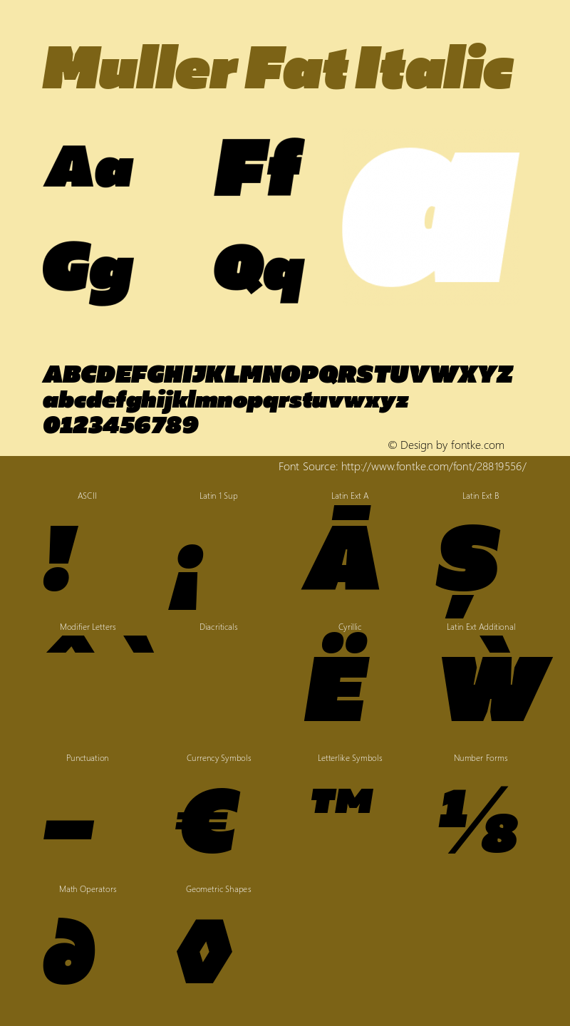 Muller Fat Italic Version 1.000 Font Sample