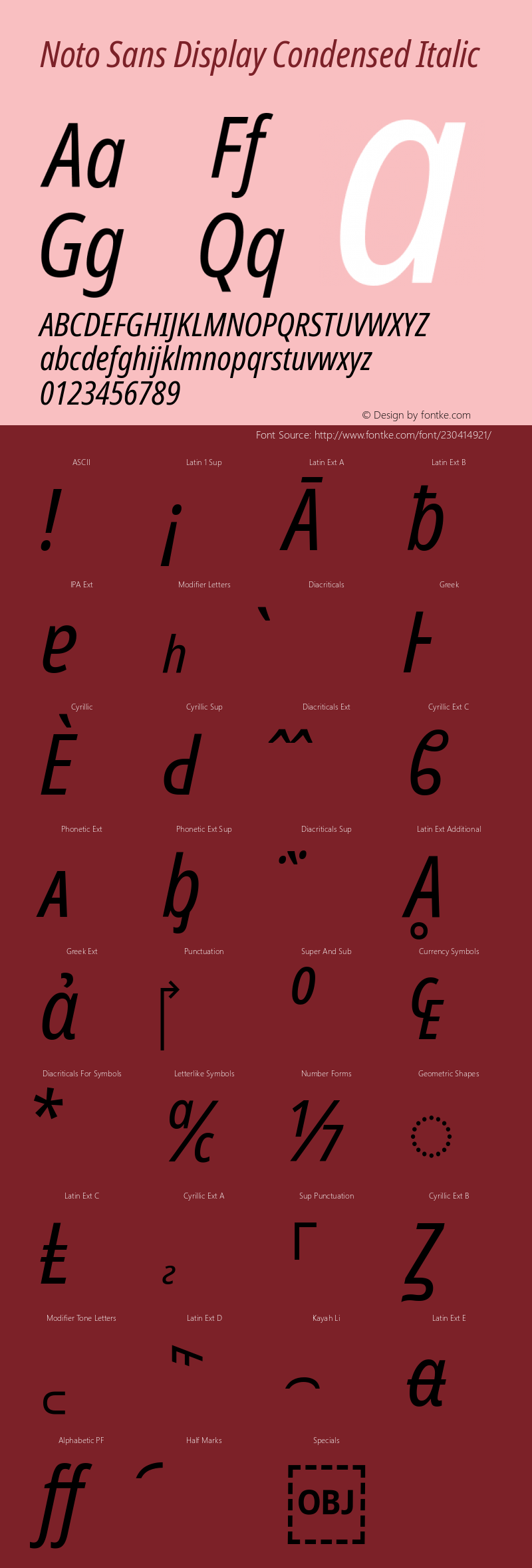 Noto Sans Display Condensed Italic Version 2.008图片样张