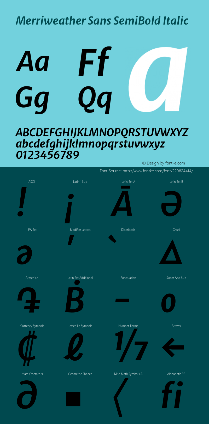 Merriweather Sans SemiBold Italic Version 2.001图片样张