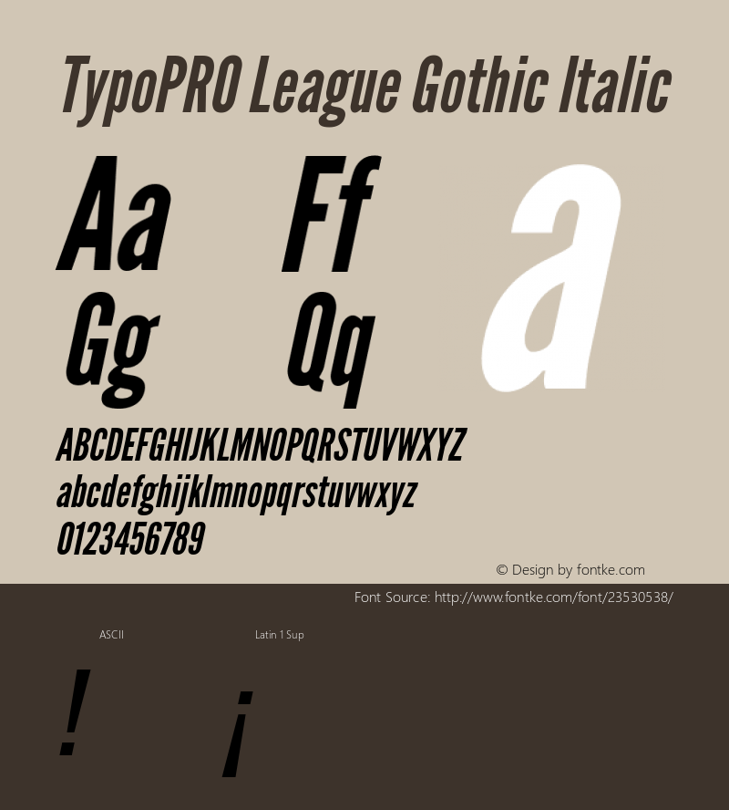 TypoPRO League Gothic Italic Version 1.001;PS 001.001;hotconv 1.0.56;makeotf.lib2.0.21325 Font Sample