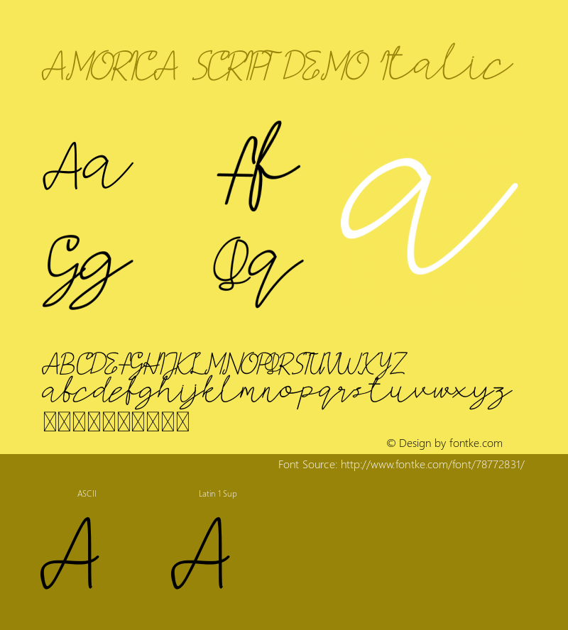 AMORICA SCRIPT DEMO Italic Version 1.002;Fontself Maker 3.1.2 Font Sample