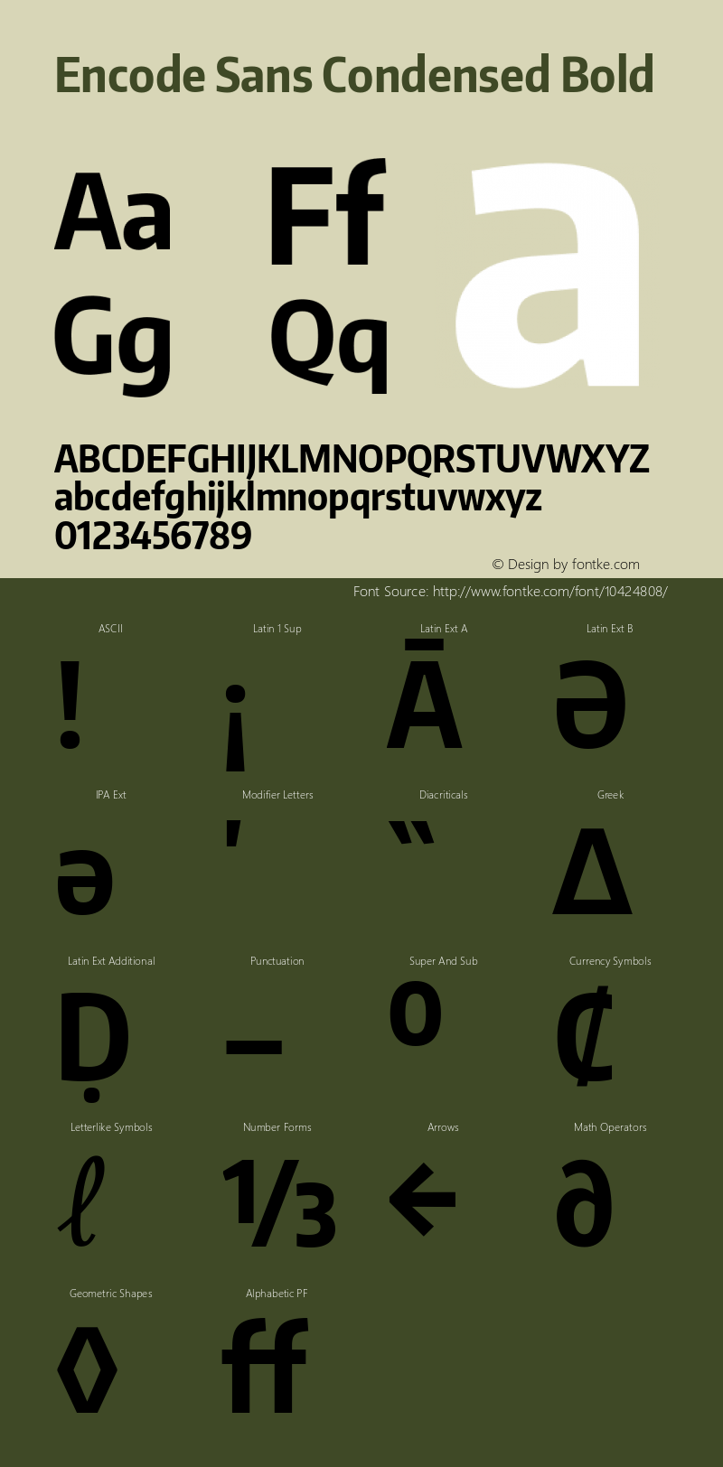 Encode Sans Condensed Bold Version 1.000; ttfautohint (v1.00) -l 8 -r 50 -G 200 -x 14 -D latn -f none -w G Font Sample