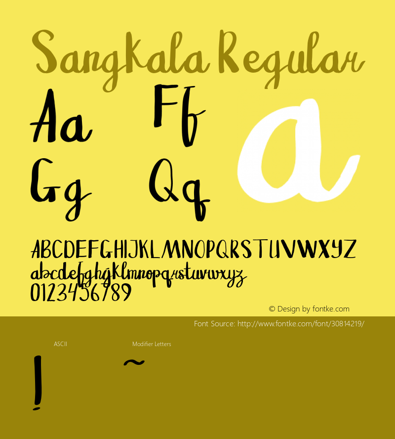 Sangkala-Regular Version 1.000 Arendxstudio Font Sample