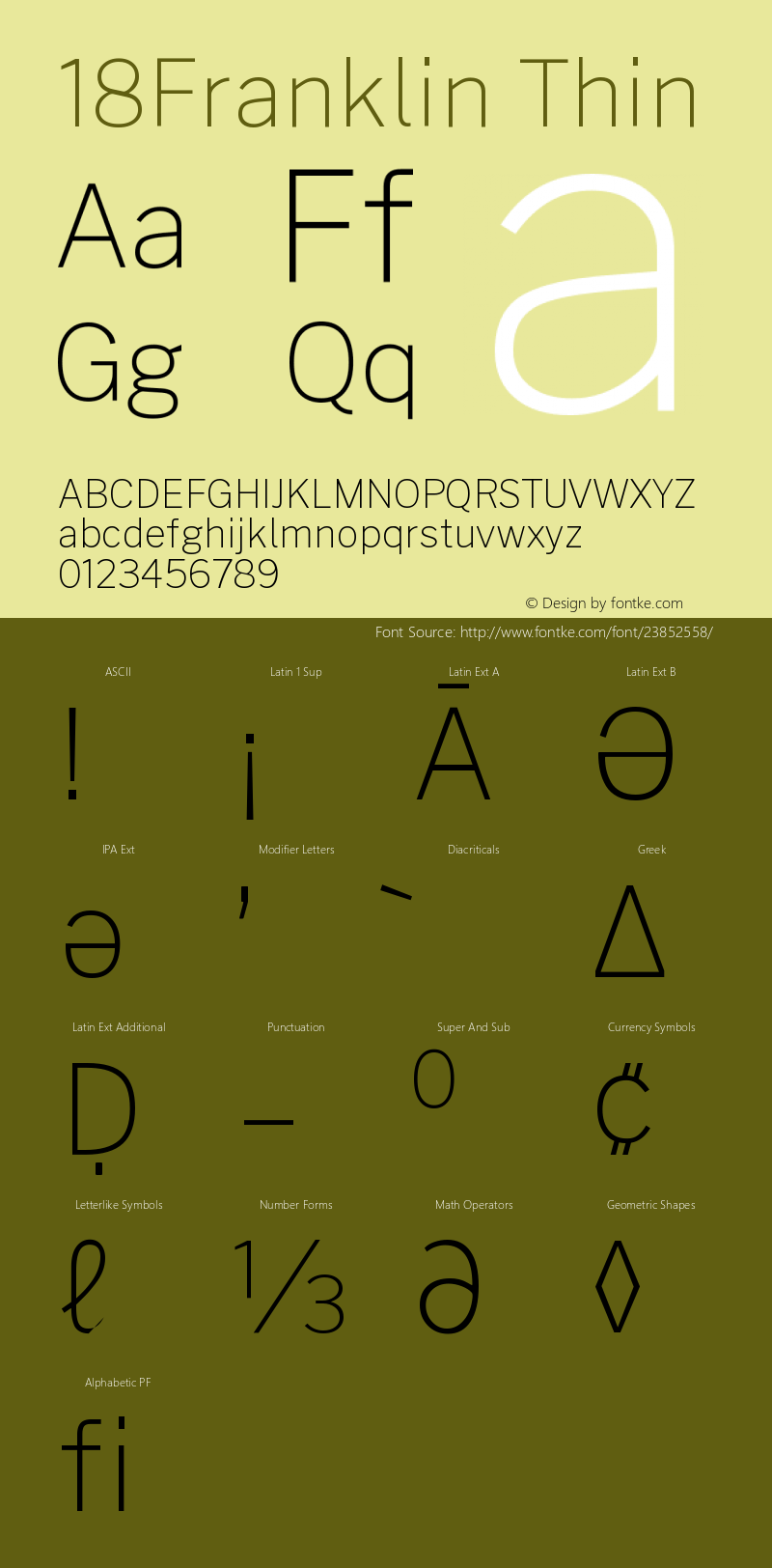 18Franklin Thin Version 0.030;PS 000.030;hotconv 1.0.88;makeotf.lib2.5.64775 Font Sample