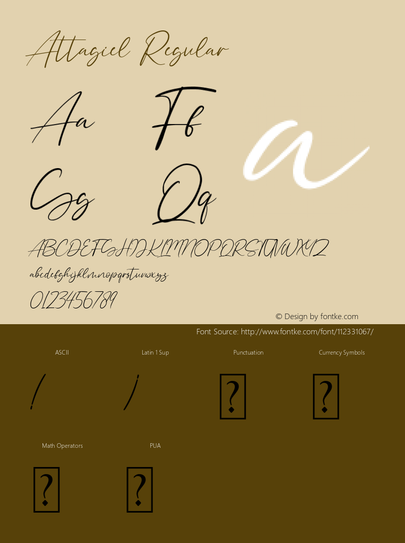 Attagiel Version 1.00;January 29, 2021;FontCreator 12.0.0.2545 64-bit Font Sample