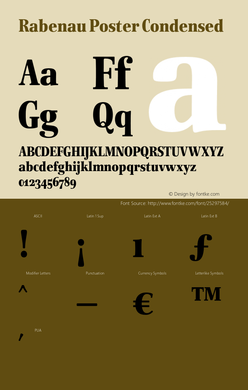 RabenauPoster-Condensed Version 1.00 Font Sample