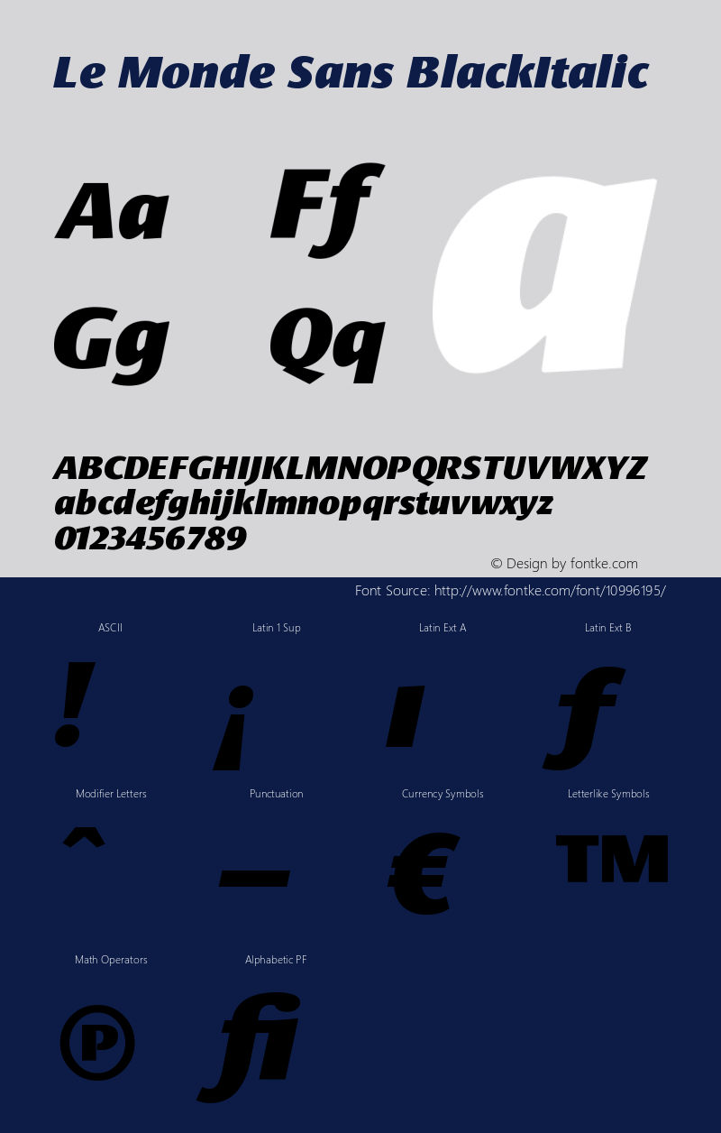 Le Monde Sans BlackItalic Version 001.000 Font Sample