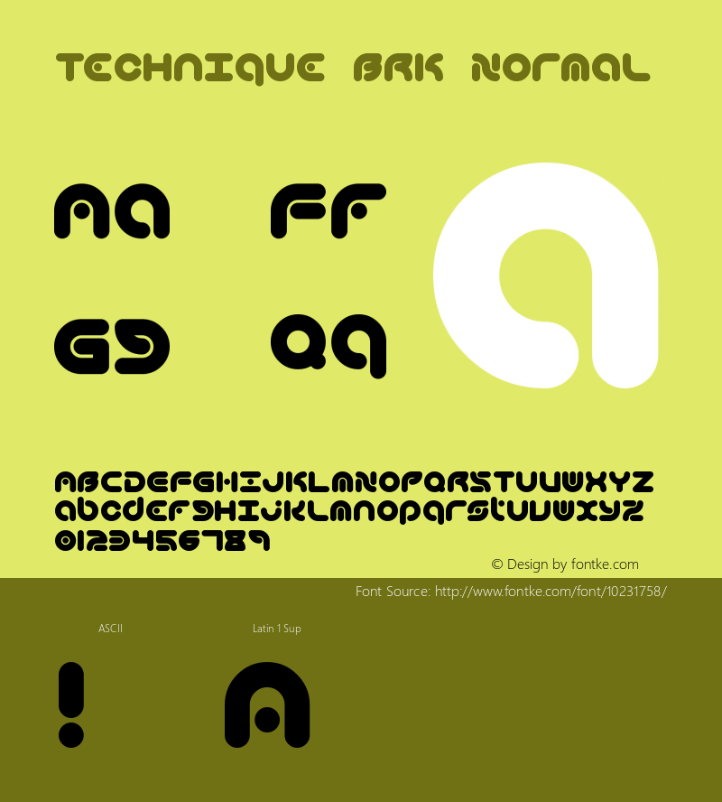 Technique BRK Normal Version 2.10 Font Sample