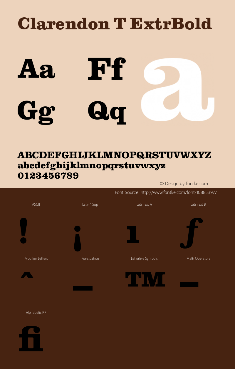 Clarendon T ExtrBold Version 001.005 Font Sample