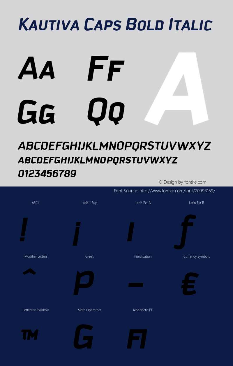 Kautiva Caps Bold Italic Version 001.000 Font Sample