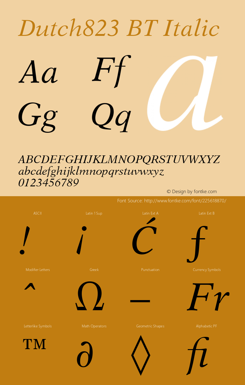 Dutch823 BT Italic Version 1.01 emb4-OT图片样张