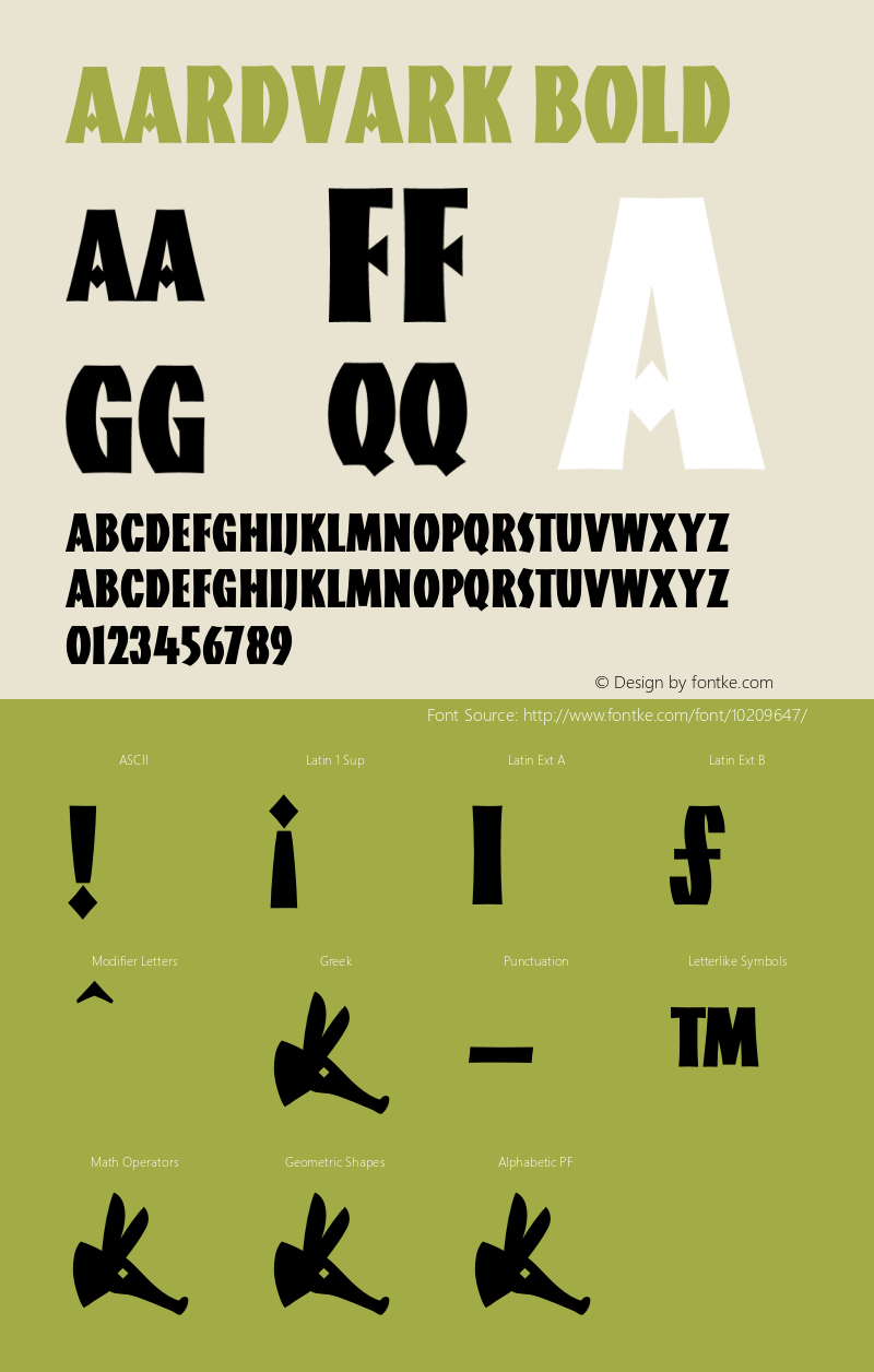 Aardvark Bold 001.000 Font Sample