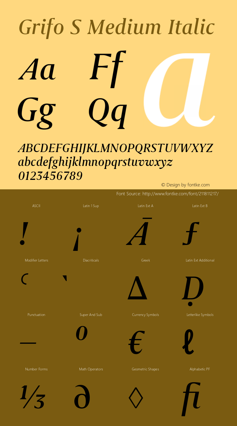 Grifo S Medium Italic Version 2.002图片样张