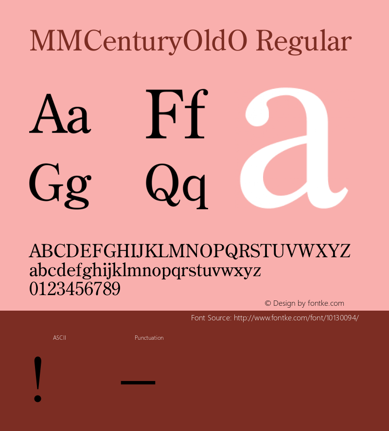 MMCenturyOldO Regular Version 2.4.0 Font Sample