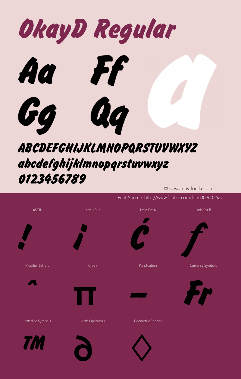 OkayD Regular Version 001.005 Font Sample