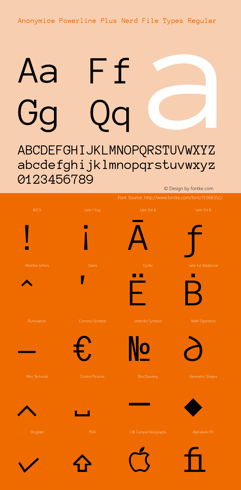 Anonymice Powerline Plus Nerd File Types Regular Version 1.002 Font Sample