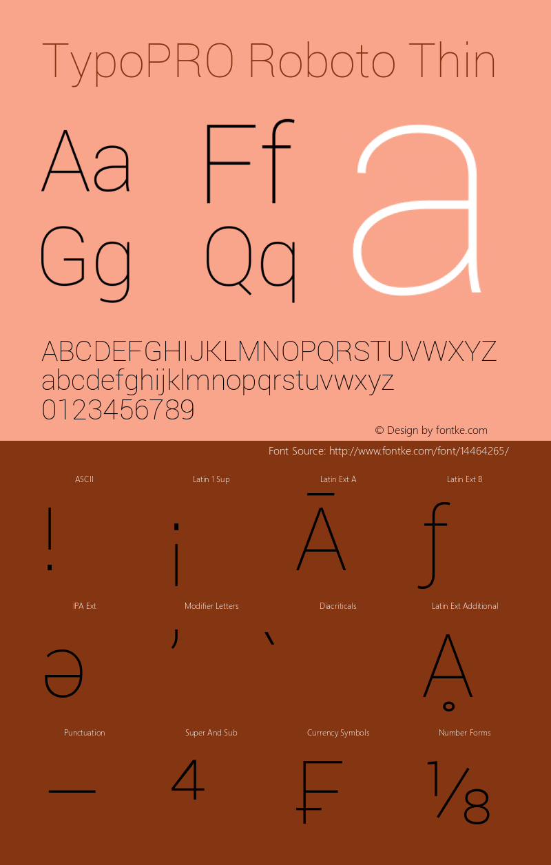 TypoPRO Roboto Thin Version 1.200310; 2013 Font Sample