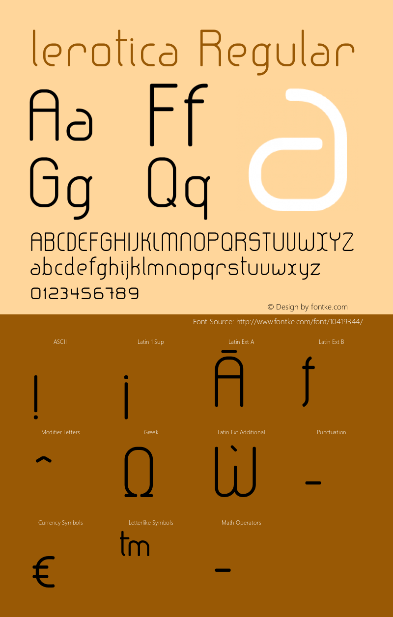 lerotica Regular Version 1.001 2011 Font Sample