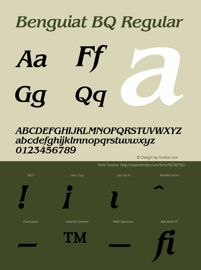 Benguiat BQ Regular 001.000 Font Sample